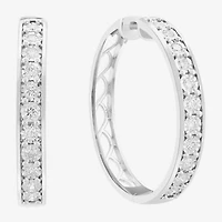 Effy Final Call (G / Si1) Womens 1 CT. T.W. Lab Grown White Diamond Sterling Silver 1.3mm Hoop Earrings