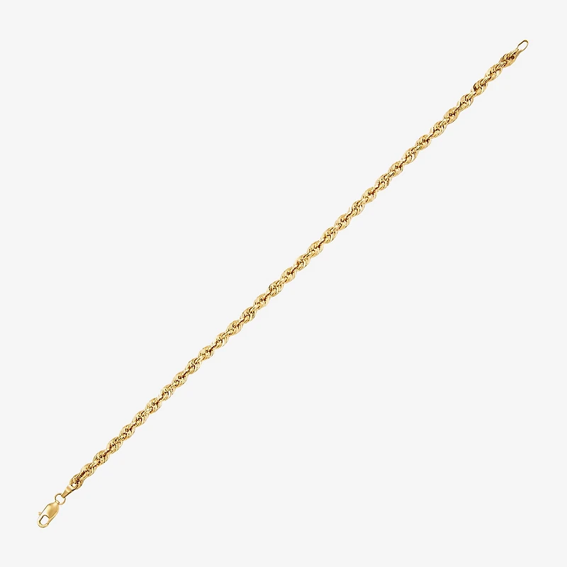 Womens 14K Gold Inch Hollow Rope Chain Bracelet