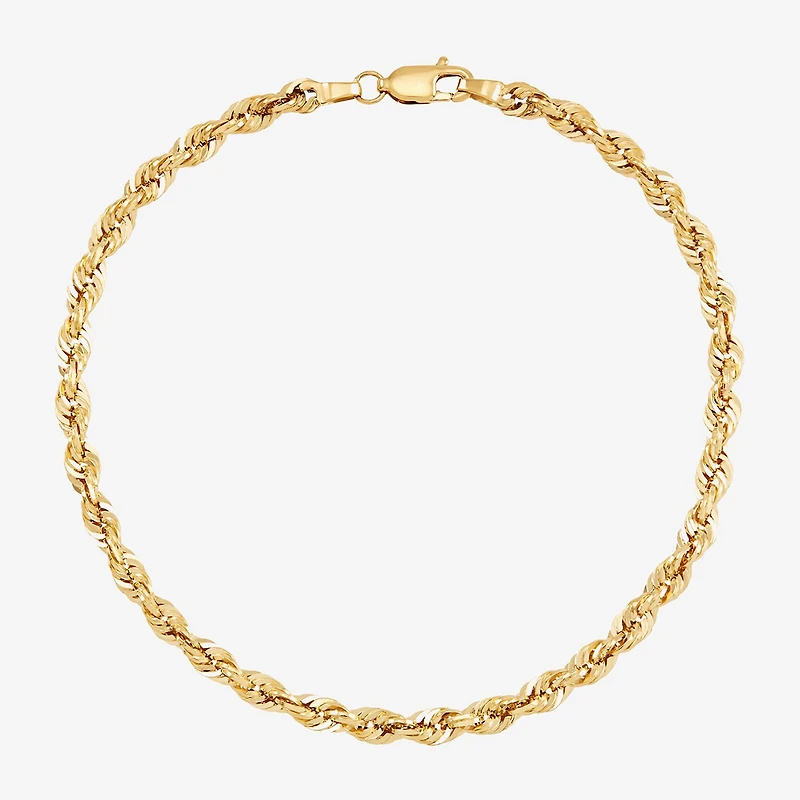 Womens 14K Gold Inch Hollow Rope Chain Bracelet