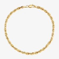 Womens 14K Gold Inch Hollow Rope Chain Bracelet