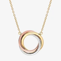 Womens 14K Tri-Color Gold 18 Inch Pendant Necklace