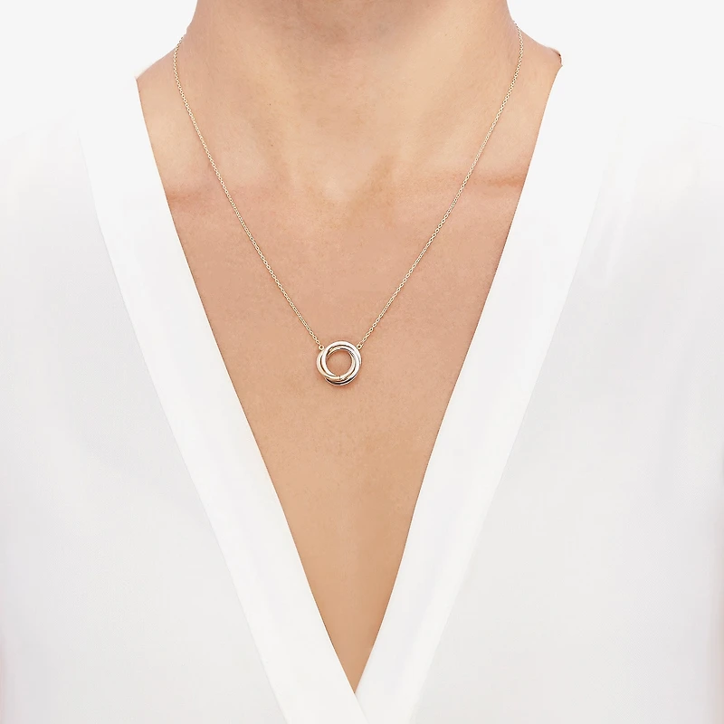 Womens 14K Tri-Color Gold 18 Inch Pendant Necklace