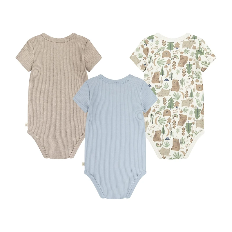 Huggies Baby Boys Crew Neck Short Sleeve Rib 3-pc. Bodysuit