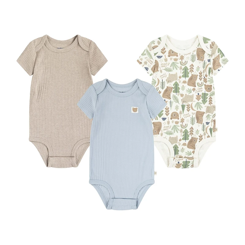 Huggies Baby Boys Crew Neck Short Sleeve Rib 3-pc. Bodysuit