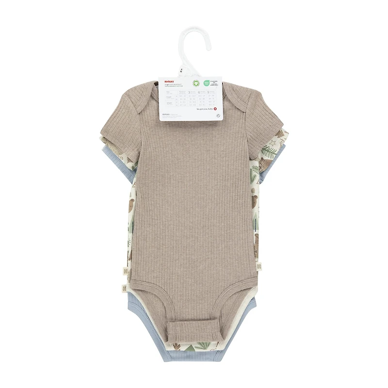 Huggies Baby Boys Crew Neck Short Sleeve Rib 3-pc. Bodysuit