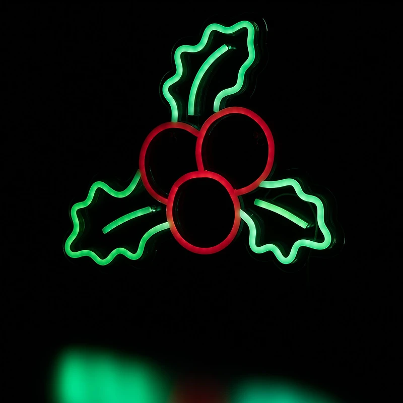 Northlight 12in Led Holly Berries Christmas Window Decor