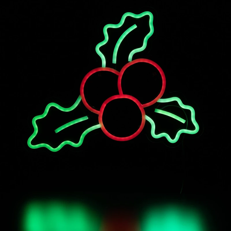 Northlight 12in Led Holly Berries Christmas Window Decor