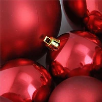 50ct Hot Red Shatterproof 2-Finish Christmas Ball Ornaments 4'' (100mm)
