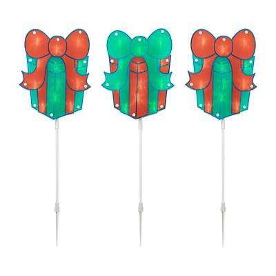 Northlight Prelit  Gift Box Pathway Markers Christmas Yard Art