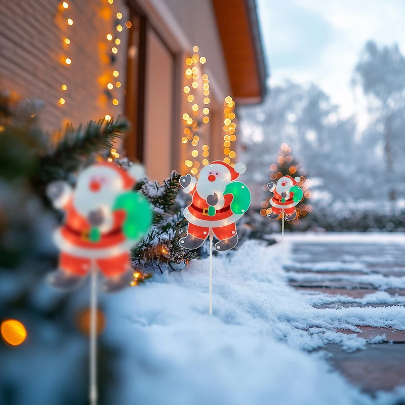 Northlight Lighted Santa Claus Pathway Markers Christmas Yard Art
