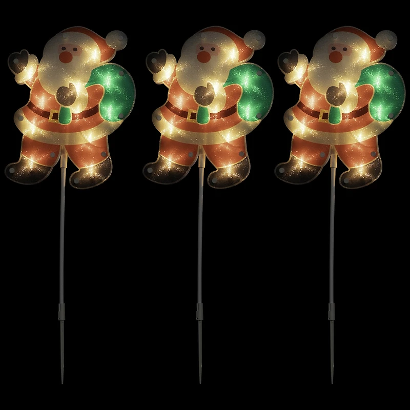 Northlight Lighted Santa Claus Pathway Markers Christmas Yard Art