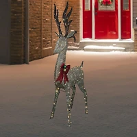 Northlight Led Champagne Deer Wh Bow Christmas Yard Art