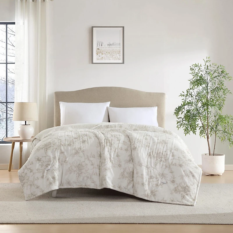Laura Ashley Wistful Blooms Heated Midweight Floral Blanket