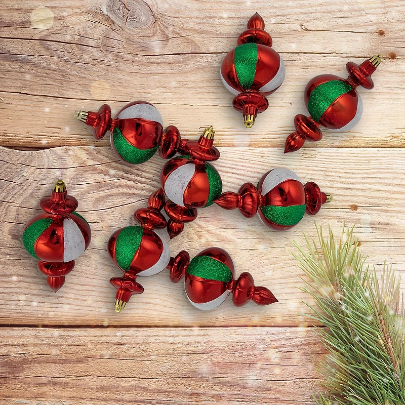 Northlight 6in Traditional Finial 8-pc Christmas Ornament