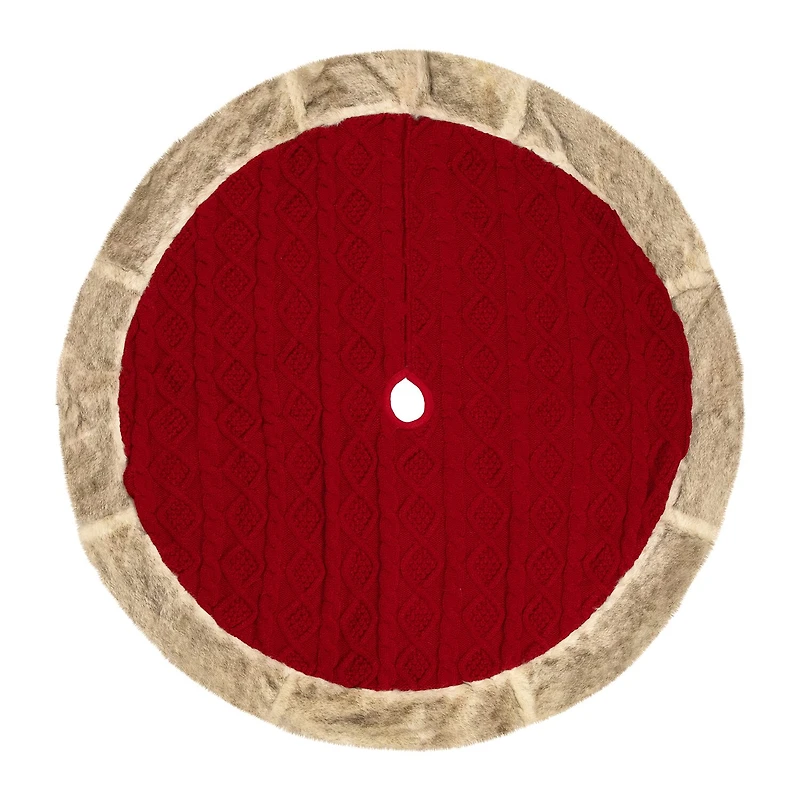 Northlight Cable Knit Faux Fur Indoor Tree Skirt