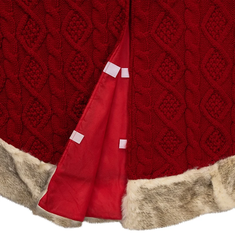 Northlight Cable Knit Faux Fur Indoor Tree Skirt