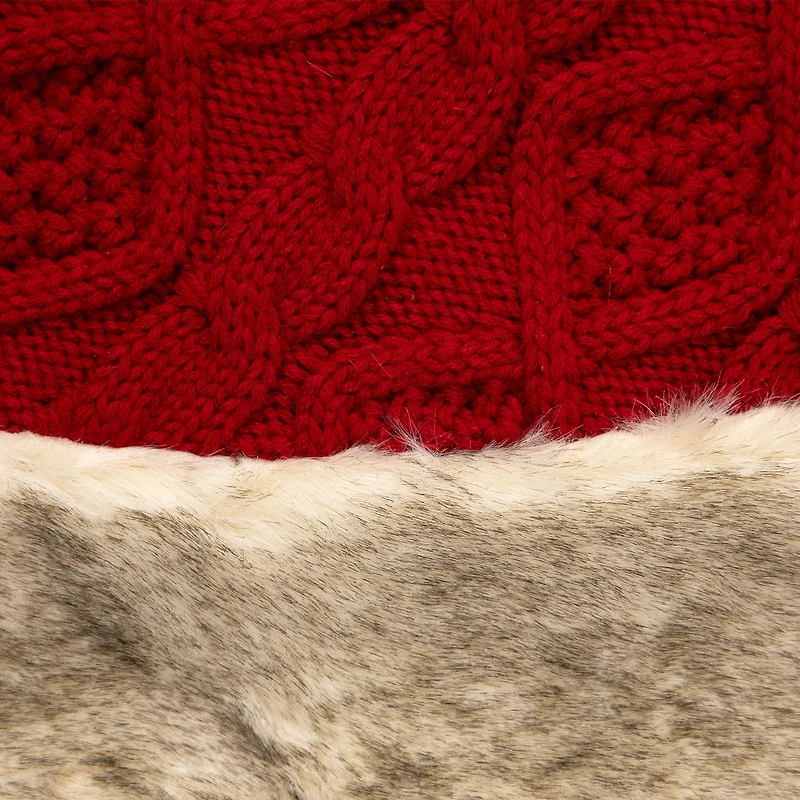 Northlight Cable Knit Faux Fur Indoor Tree Skirt