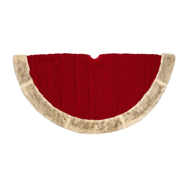 Northlight Cable Knit Faux Fur Indoor Tree Skirt