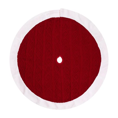 Northlight Cable Knit With Faux Fur Trim Indoor Tree Skirt