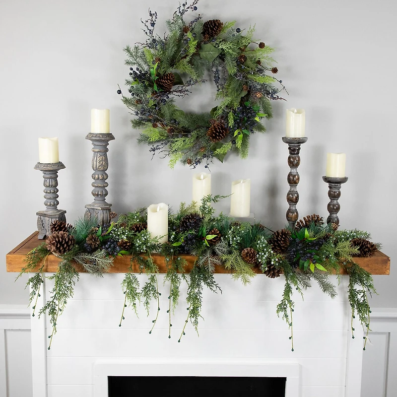 Northlight Pine Cone And Cedar Unlit Christmas Indoor Garland