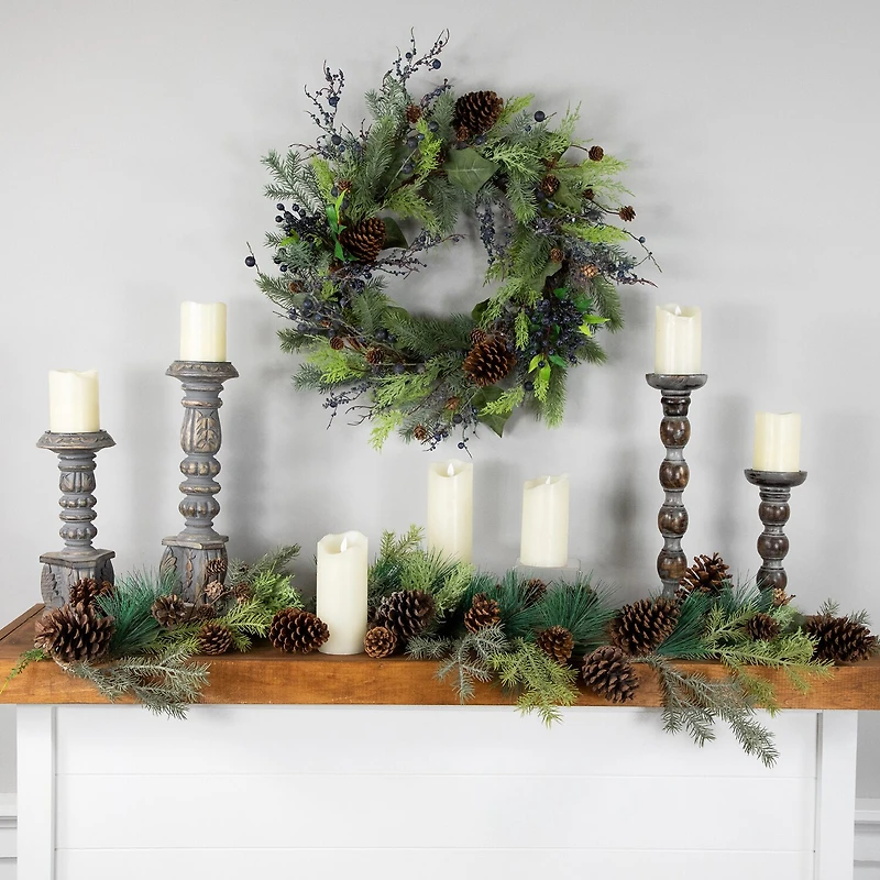 Northlight Pine Cone And Cedar Unlit Christmas Indoor Garland