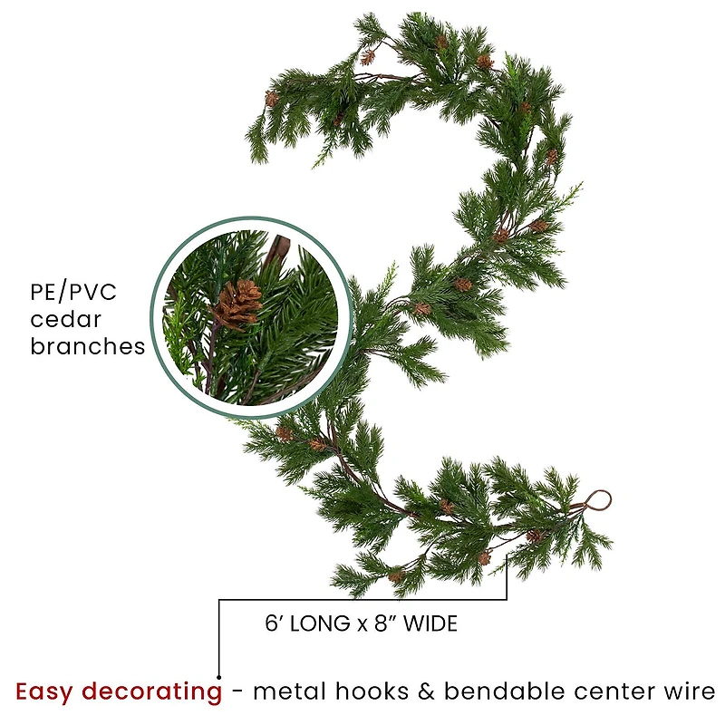 Northlight Cypress And Pine Cone Unlit Christmas Indoor Garland