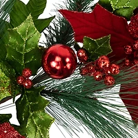 Northlight Poinsettia And Long Pine   Unlit Swag