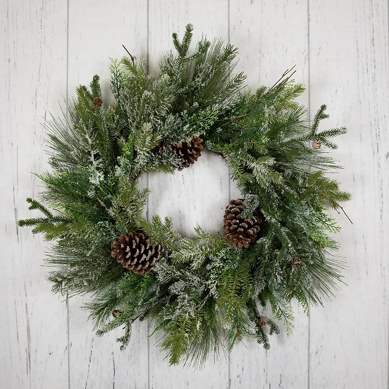 Northlight Frosted Mixed Pine And Cedar Wreath