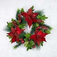 Northlight 24in Glittered   Unlit Wreath