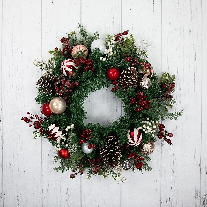 Northlight Ornament And Pinecone Pine Unlit Wreath
