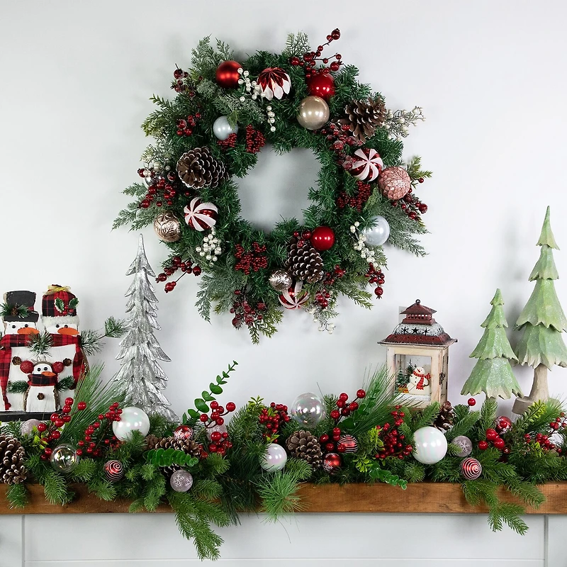 Northlight Ornament And Pinecone Pine Unlit Wreath