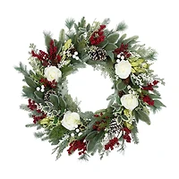 Northlight 30in Floral Unlit Wreath