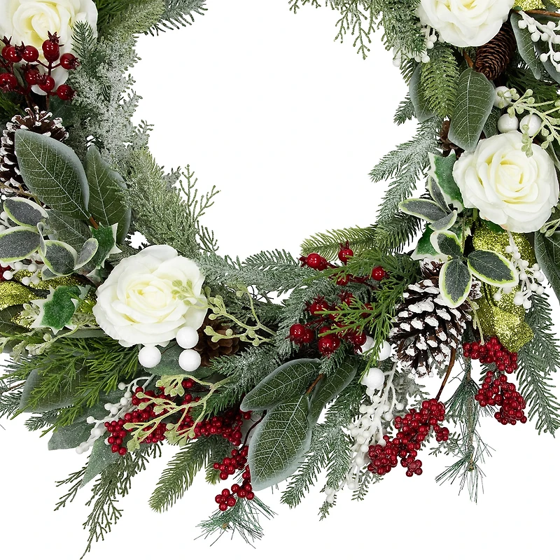Northlight 30in Floral Unlit Wreath