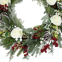Northlight 30in Floral Unlit Wreath
