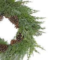 Northlight Frosted Cedar And Pine Cone Wreath