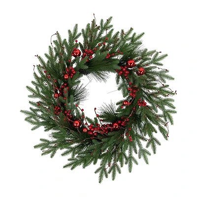Northlight Red Berry And Pine Unlit Wreath