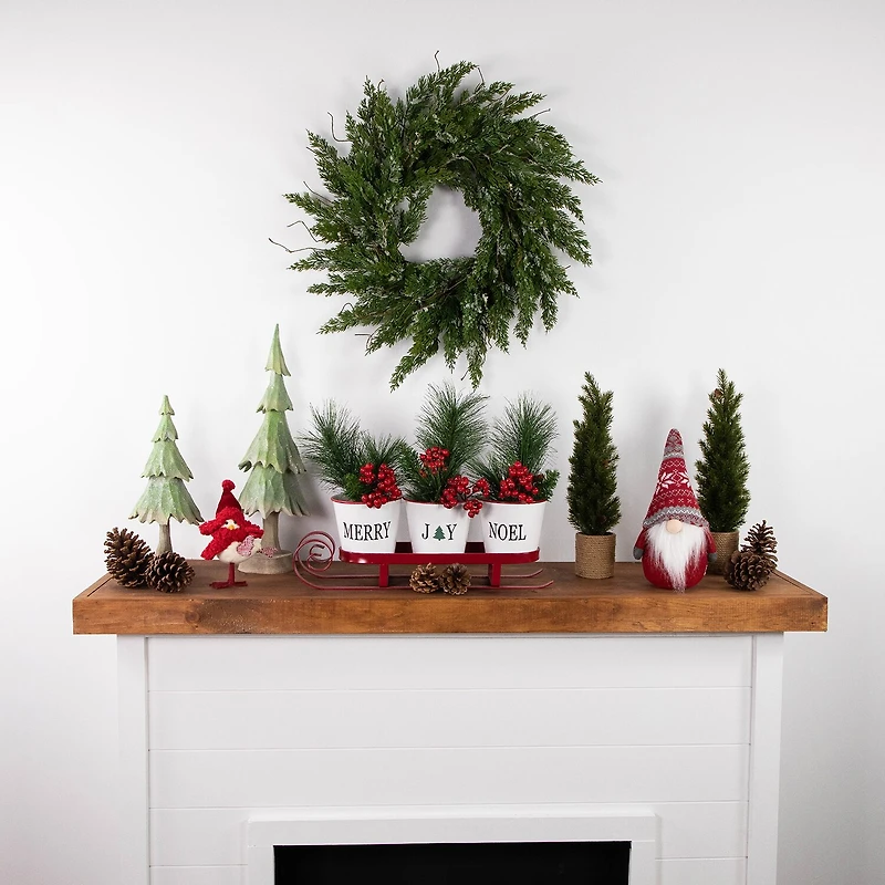 Northlight 24in Iced Cedar Unlit Wreath