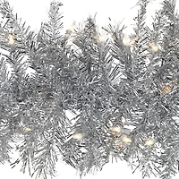 Northlight Silver Tinsel Clear Lights Pre-Lit Christmas Outdoor Garland
