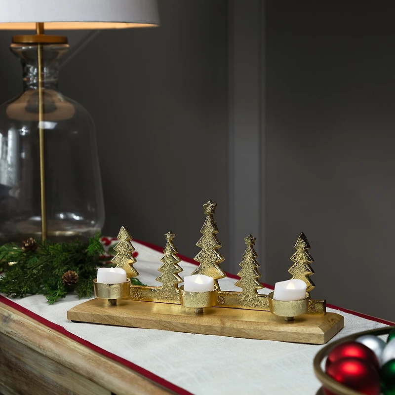 Northlight 13" Gold Metal Tealight Candle Holder