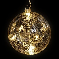 Set of 3 Lighted Silver Mercury Glass Finish Ball Christmas Ornaments - Clear Lights