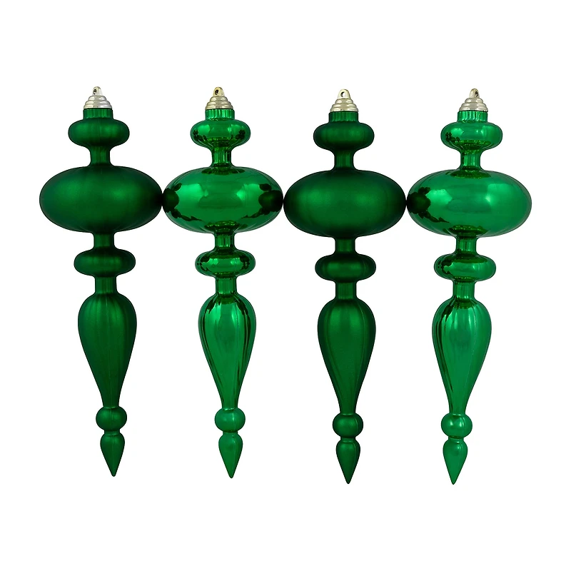 Northlight 14" Shatterproof Finial 4-pc. Christmas Ornament
