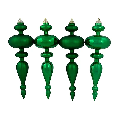 Northlight 14" Shatterproof Finial 4-pc. Christmas Ornament