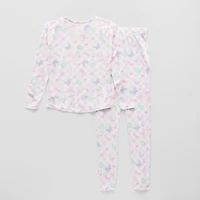 Sleep On It Little & Big Kid Girls Crew Neck Long Sleeve 3-pc. Pajama Set