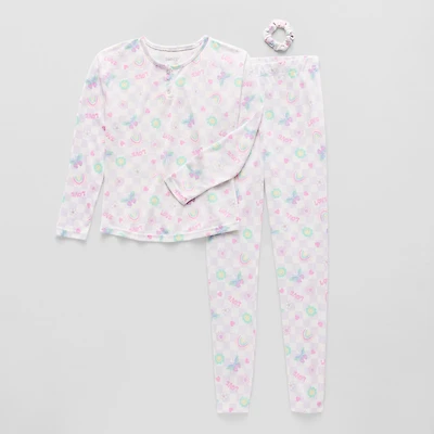 Sleep On It Little & Big Kid Girls Crew Neck Long Sleeve 3-pc. Pajama Set