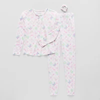 Sleep On It Little & Big Kid Girls Crew Neck Long Sleeve 3-pc. Pajama Set