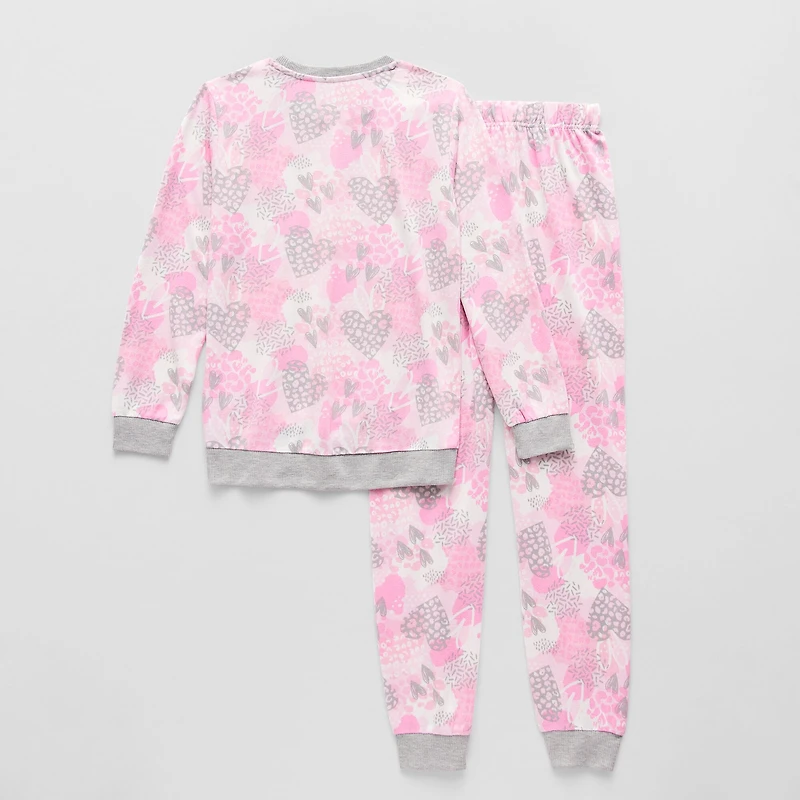 Sleep On It Little & Big Kid Girls Crew Neck Long Sleeve 3-pc. Pajama Set