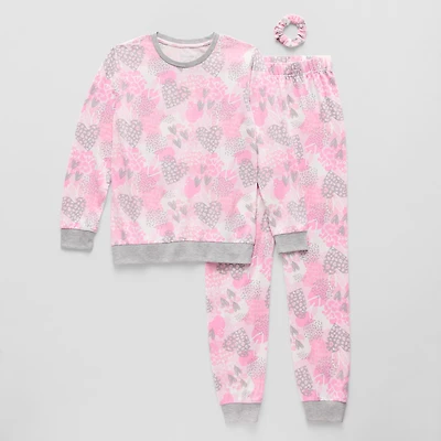 Sleep On It Little & Big Kid Girls Crew Neck Long Sleeve 3-pc. Pajama Set