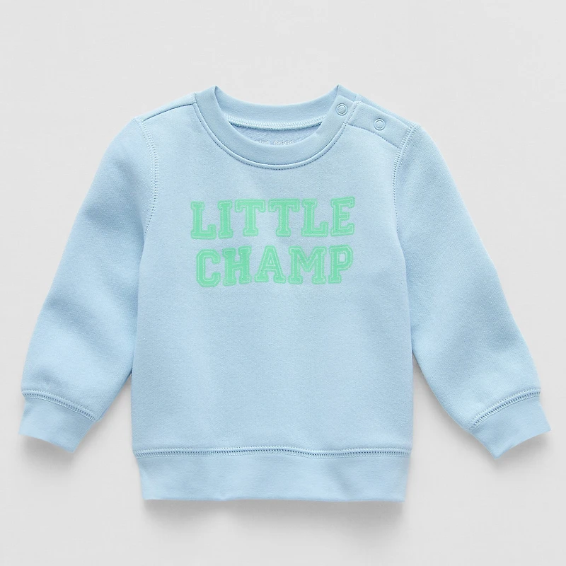 Okie Dokie Baby Boys Round Neck Fleece Long Sleeve Sweatshirt