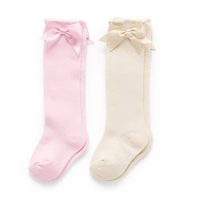 First Steps By Stepping Stones Baby Girls 2 Pair Knee High Socks