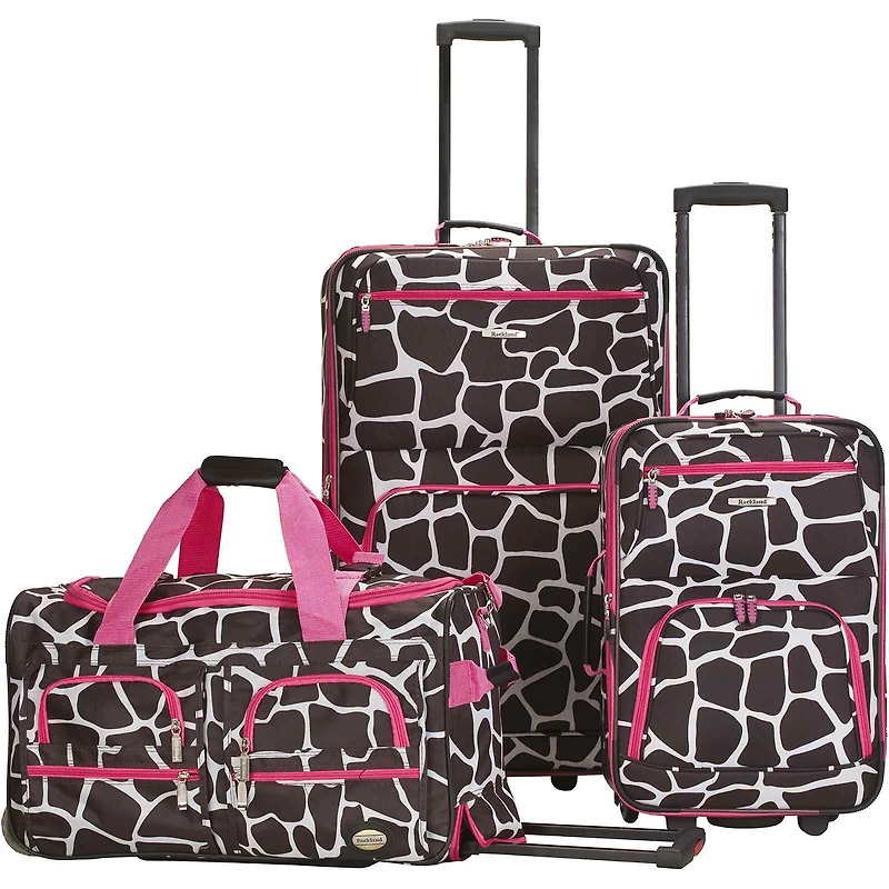 Rockland Spectra Pink Animal Print 3-pc. Softside Luggage Set
